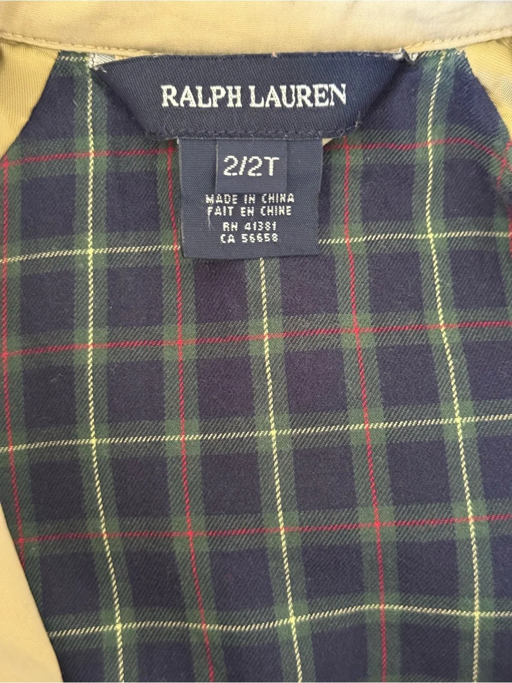 Ralph Lauren Toddler Girls Double-Breasted Belted Khaki Trench Coat 2T Like New